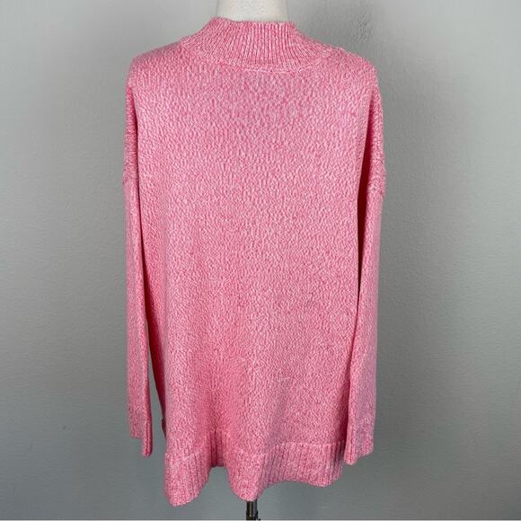 Talbots Pink Red Cable Knit Cotton Blend  Mock Neck Sweater 2X - Picture 6 of 9